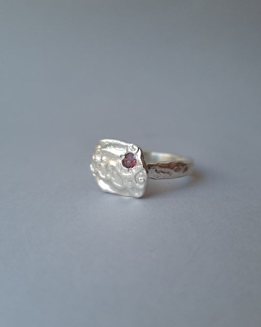 FRAME Pink Tourmaline Silver Ring, size 56