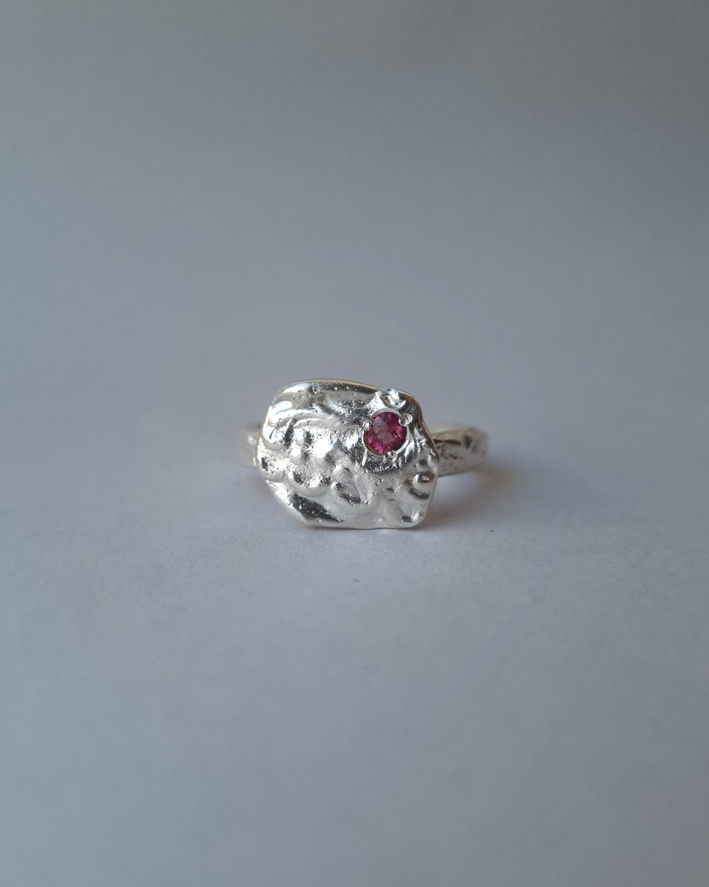 FRAME Pink Tourmaline Silver Ring, size 56