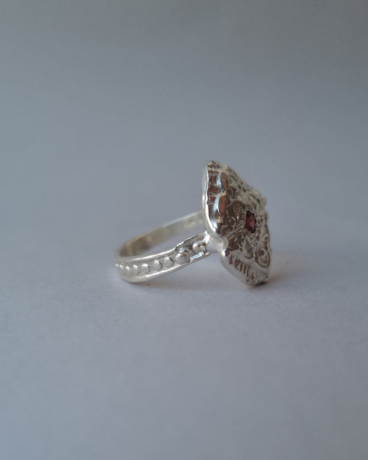 SELMA Dark Pink Tourmaline Silver Ring, size 55