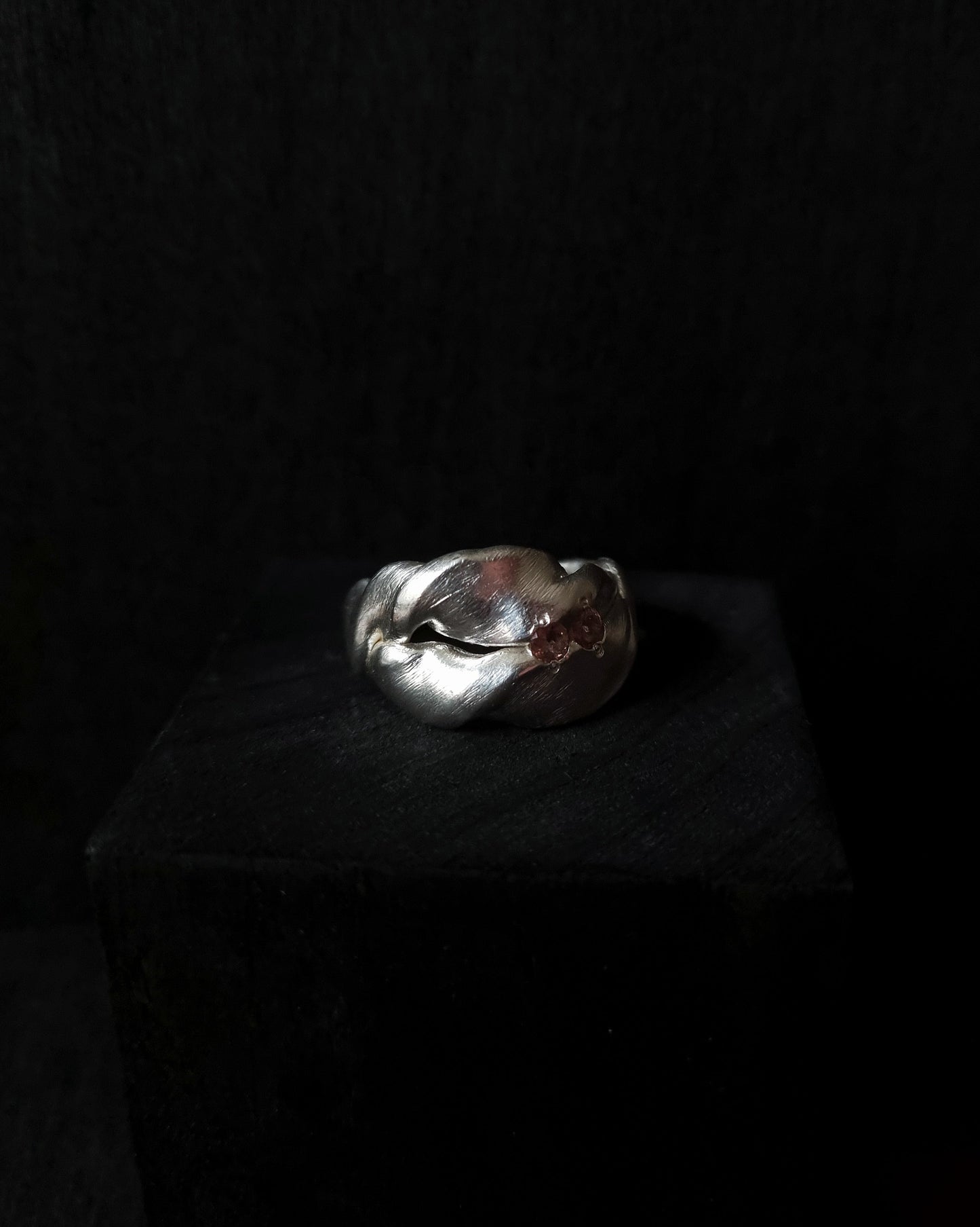 DHARMA Pink Double Tourmaline Silver Ring, size 58