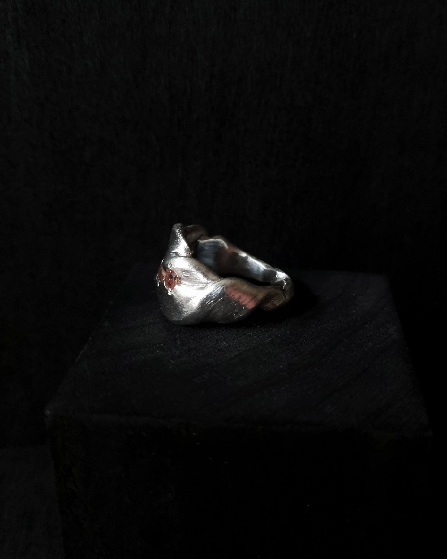 DHARMA Pink Double Tourmaline Silver Ring, size 58