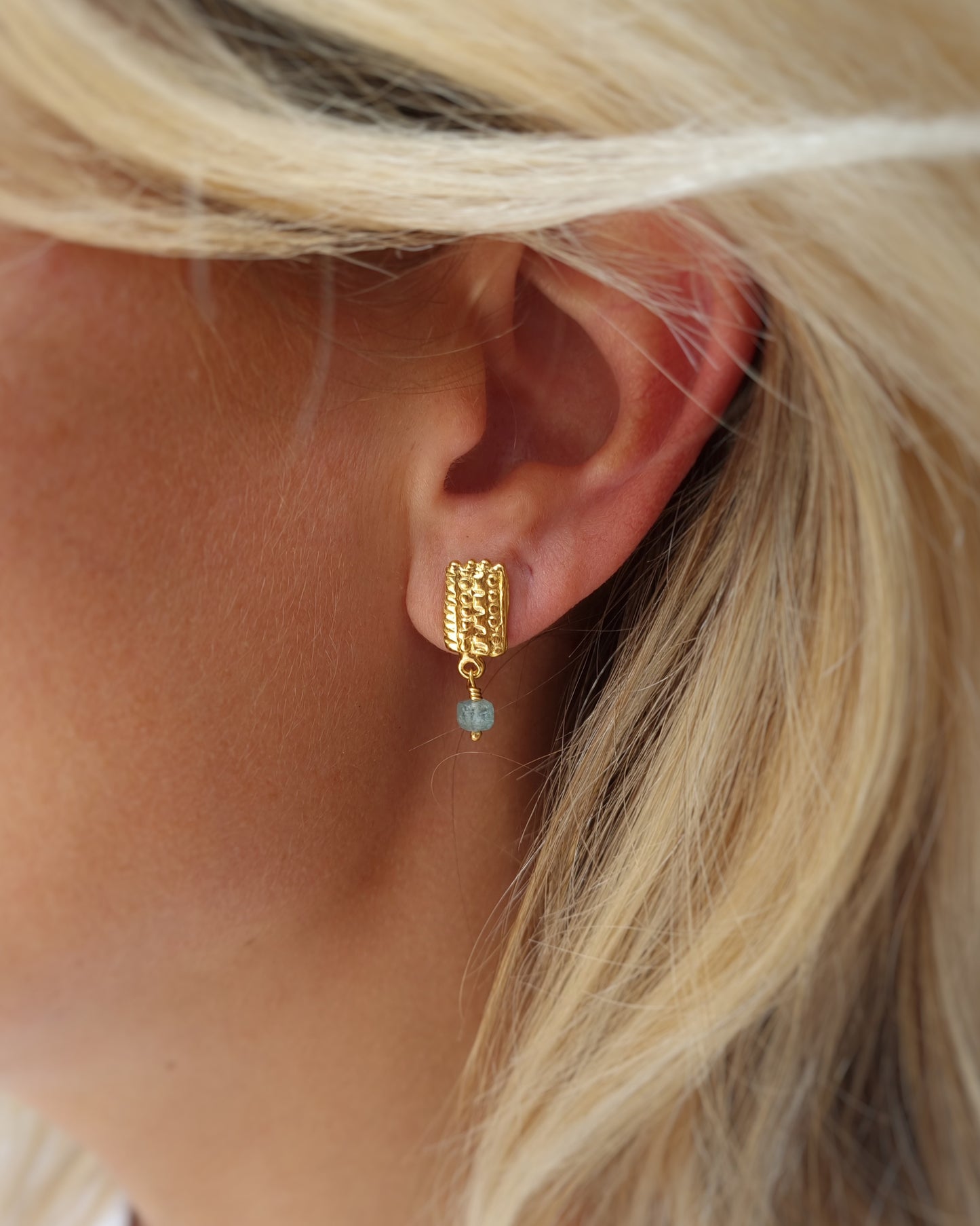 GRIER Gold-plated Silver Earrings with Blue Tourmaline