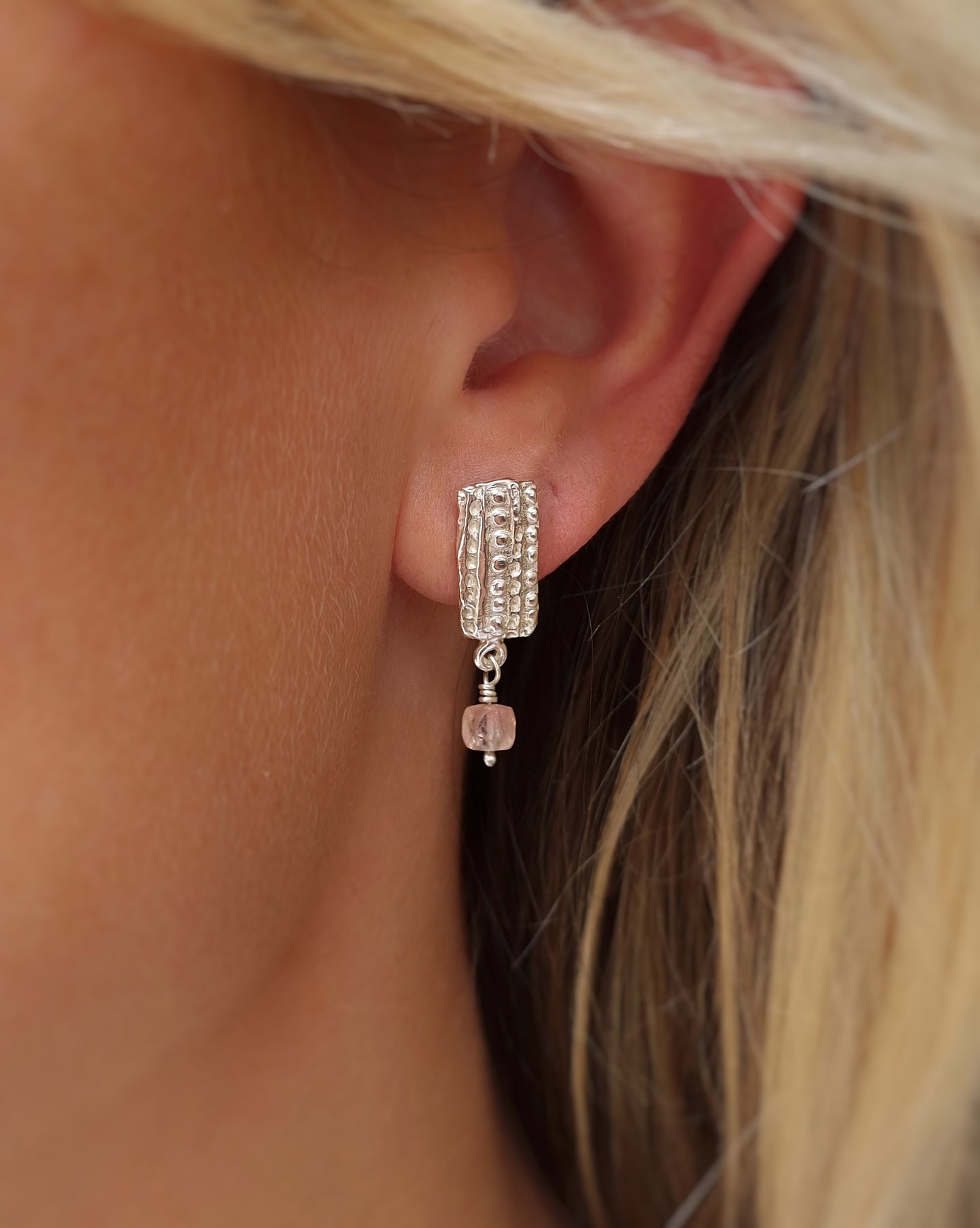 GRIER Silver Earrings with Pink Tourmaline
