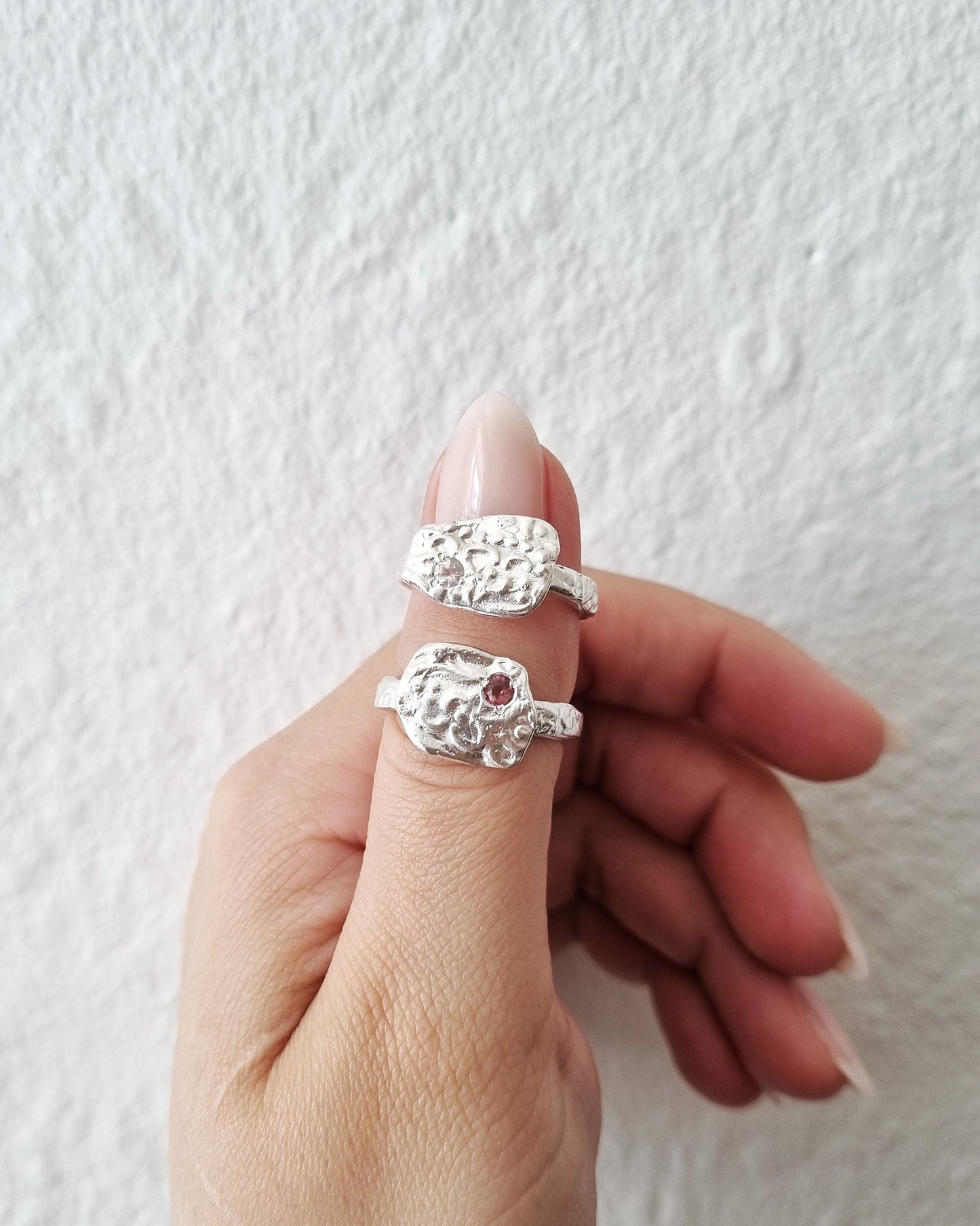 FRAME Pink Tourmaline Silver Ring, size 56