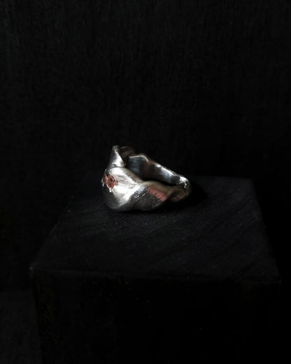 DHARMA Pink Double Tourmaline Silver Ring, size 58