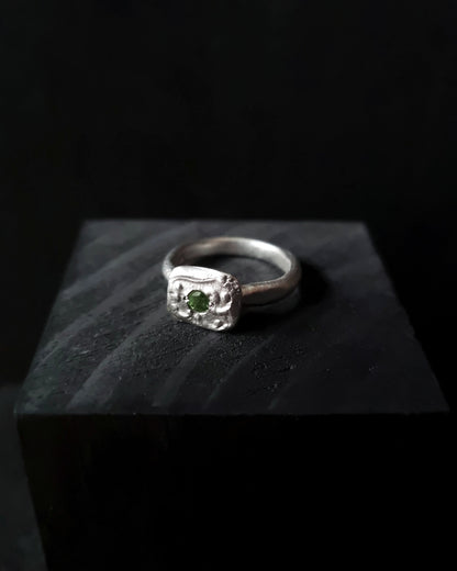 FRAME Green Tourmaline Silver Ring, size 51