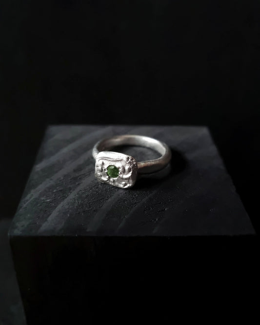 FRAME Green Tourmaline Silver Ring, size 51