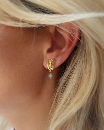 GRIER Gold-plated Silver Earrings with Blue Tourmaline