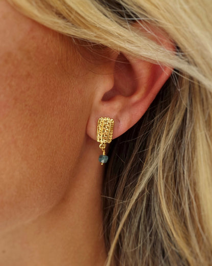 GRIER Gold-plated Silver Earrings with Blue Tourmaline