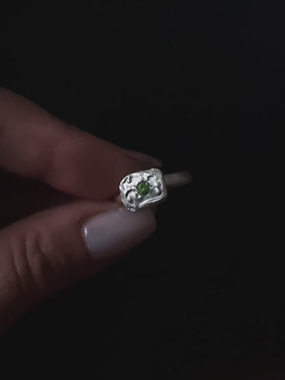 FRAME Green Tourmaline Silver Ring, size 51