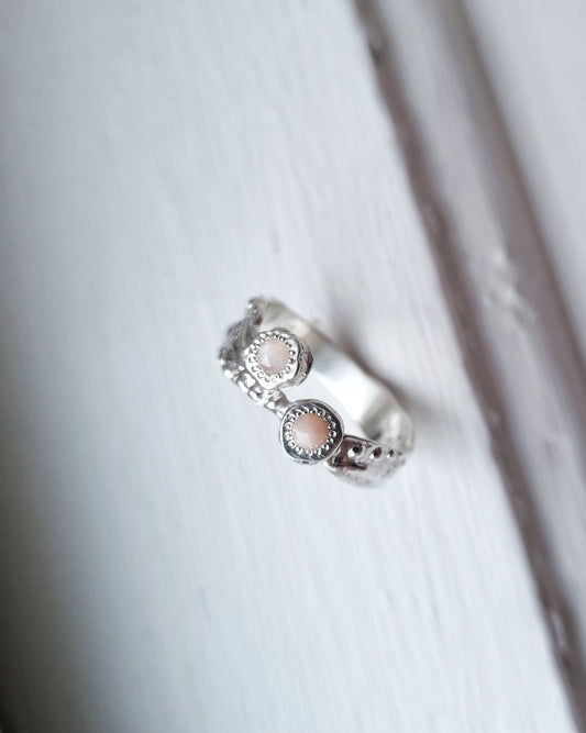 SERPENT Opal and Moonstone Silver Ring, size 57